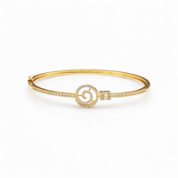 Spiral Gold CZ Kada Bangle