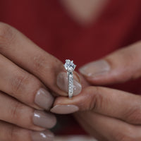Celeste Trio – Silver Six-Prong Solitaire Crystal Pavé Band Ring for Women