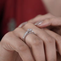 Celeste Trio – Silver Six-Prong Solitaire Crystal Pavé Band Ring for Women