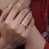 Celeste Trio – Silver Six-Prong Solitaire Crystal Pavé Band Ring for Women