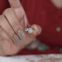 Zarina Bloom – Silver Starburst Halo Solitaire Crystal Ring for Women