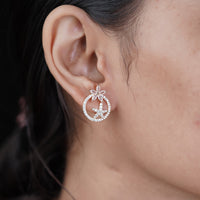 Starflower Rose Gold CZ Circle Stud Earrings