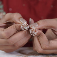 Starflower Rose Gold CZ Circle Stud Earrings