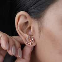 Dahlia Rose Gold CZ Sunburst Stud Earrings