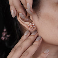 Dahlia Rose Gold CZ Sunburst Stud Earrings
