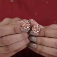 Dahlia Rose Gold CZ Sunburst Stud Earrings