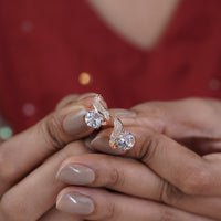Flame Rose Gold Solitaire CZ Stud Earrings