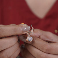 Flame Rose Gold Solitaire CZ Stud Earrings