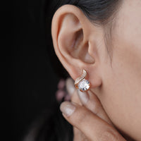 Flame Rose Gold Solitaire CZ Stud Earrings