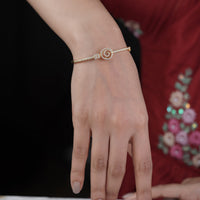 Spiral Gold CZ Kada Bangle