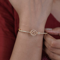 Spiral Gold CZ Kada Bangle