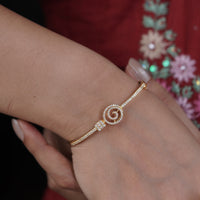 Spiral Gold CZ Kada Bangle