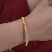 Lumière Gold Triple-Row CZ Pavé Kada Bangle