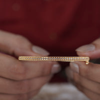 Lumière Gold Triple-Row CZ Pavé Kada Bangle