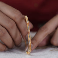 Lumière Gold Triple-Row CZ Pavé Kada Bangle