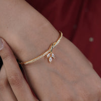 Petal Twist Gold CZ Marquise Kada Bangle
