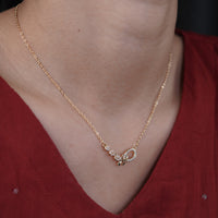 Flutter Gold CZ Marquise Leaf & Oval Pendant Necklace