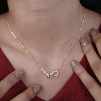 Flutter Gold CZ Marquise Leaf & Oval Pendant Necklace