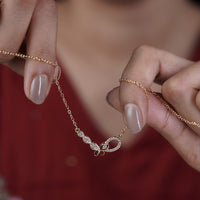 Flutter Gold CZ Marquise Leaf & Oval Pendant Necklace