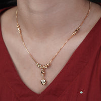 Stardrop Gold Ribbed Bead Station Heart Pendant Necklace
