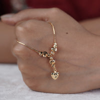 Stardrop Gold Ribbed Bead Station Heart Pendant Necklace