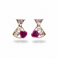 Rose Noir Crystal Drop Earrings for Women