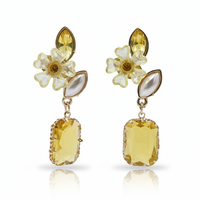 Citrine Petal Drop Earrings for Women