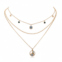 Nazar Gold Triple Layer Evil Eye Charm Necklace
