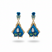 Royal Garden Enamel Panel Drop Earrings for Women