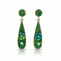 Emerald Bloom Teardrop Earrings for Women