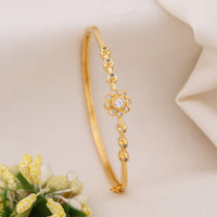 Prisha Crystal Flower Kada – Gold Floral Bangle for Women