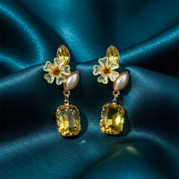 Citrine Petal Drop Earrings for Women