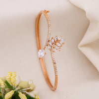 Ziya – Rose Gold Crystal Floral Kada for Women